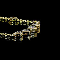 14K Yellow Gold East-West Station Necklace with 4.61 Carats Lab Diamonds - Oval and Heart Cut Bezel Set Stones (E-F VS2) - Covaloro Fine Jewelry