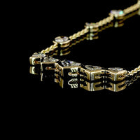 14K Yellow Gold East-West Station Necklace with 4.61 Carats Lab Diamonds - Oval and Heart Cut Bezel Set Stones (E-F VS2) - Covaloro Fine Jewelry