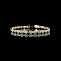 14K Yellow Gold East-West Tennis Bracelet with 28 Oval Cut Lab Diamonds - 7.65 Carats Total Diamond Weight, E-F Color VS1 Clarity, Bezel-Prong Setting - Covaloro Fine Jewelry