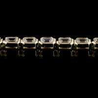 14K Yellow Gold East-West Tennis Bracelet with Bezel Set Emerald Cut Lab Diamonds - 8.40 Carats Total Diamond Weight - Covaloro Fine Jewelry