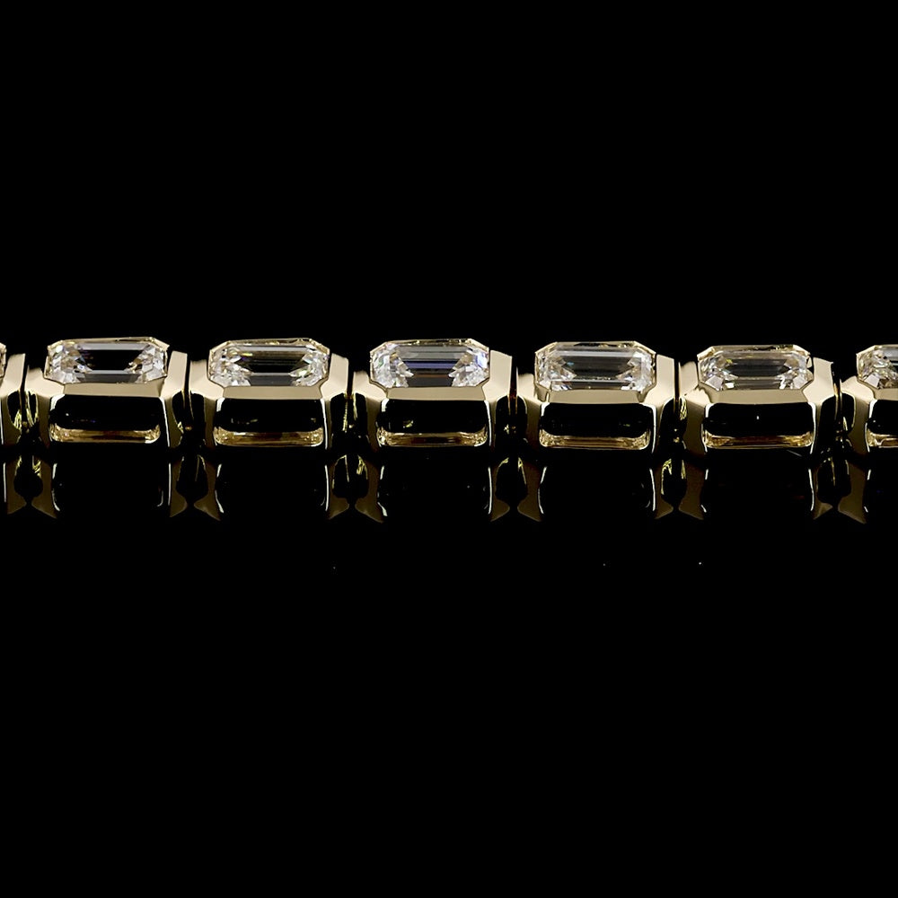 14K Yellow Gold East-West Tennis Bracelet with Bezel Set Emerald Cut Lab Diamonds - 8.40 Carats Total Diamond Weight - Covaloro Fine Jewelry