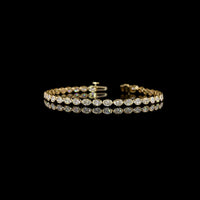 14K Yellow Gold East-West Tennis Bracelet with Bezel Set Oval Lab Diamonds - 4.31 Carat Total Weight, E-F Color VS1 Clarity - Covaloro Fine Jewelry