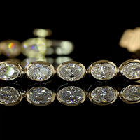 14K Yellow Gold East-West Tennis Bracelet with Bezel Set Oval Lab Diamonds - 4.31 Carat Total Weight, E-F Color VS1 Clarity - Covaloro Fine Jewelry