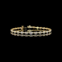 14K Yellow Gold East-West Tennis Bracelet with Moval Cut Lab Diamonds - 4.61 Total Carat Weight - Covaloro Fine Jewelry