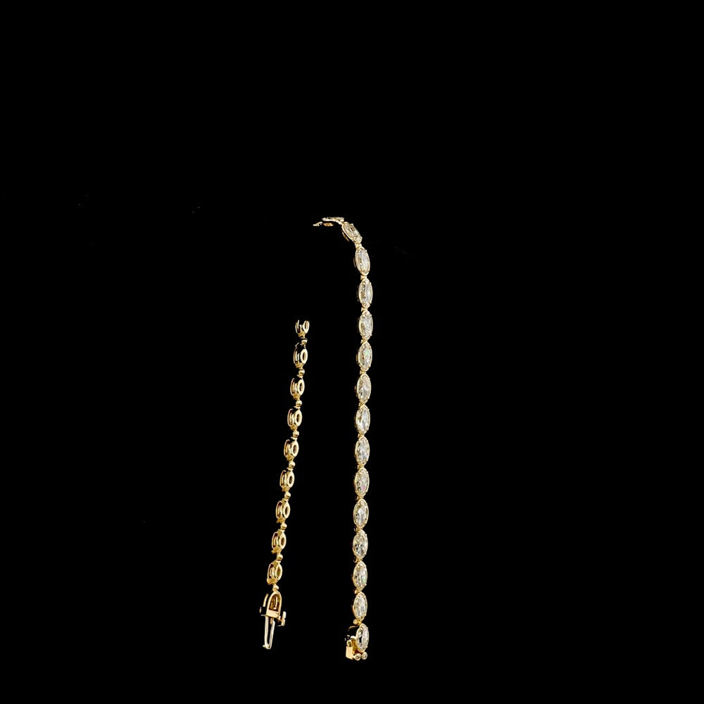 14K Yellow Gold East-West Tennis Bracelet with Moval Cut Lab Diamonds - 4.61 Total Carat Weight - Covaloro Fine Jewelry