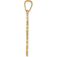 14K Yellow Gold Eastern Orthodox Cross Charm with Textured Detail and Polished Finish by Oro Pregiato