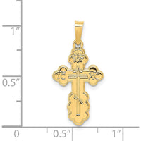 14K Yellow Gold Eastern Orthodox Cross Charm with Textured Detail and Polished Finish by Oro Pregiato