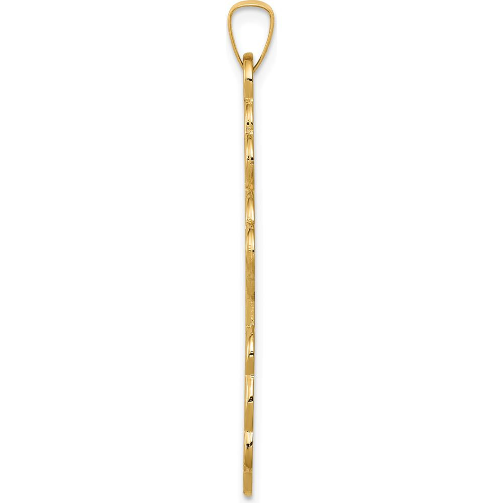 14K Yellow Gold Eastern Orthodox Cross Pendant with Textured Finish - 40mm Length by Oro Pregiato
