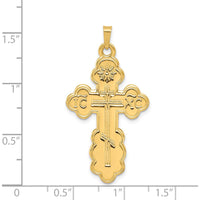 14K Yellow Gold Eastern Orthodox Cross Pendant with Textured Finish - 40mm Length by Oro Pregiato