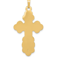 14K Yellow Gold Eastern Orthodox Cross Pendant with Textured Finish - 40mm Length by Oro Pregiato