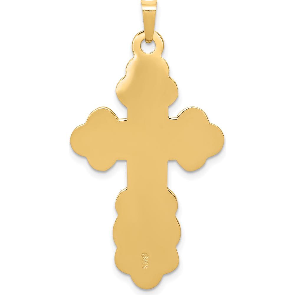 14K Yellow Gold Eastern Orthodox Cross Pendant with Textured Finish - 40mm Length by Oro Pregiato