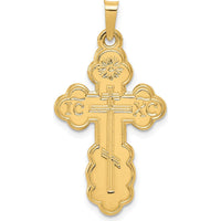 14K Yellow Gold Eastern Orthodox Cross Pendant with Textured Finish by Oro Pregiato