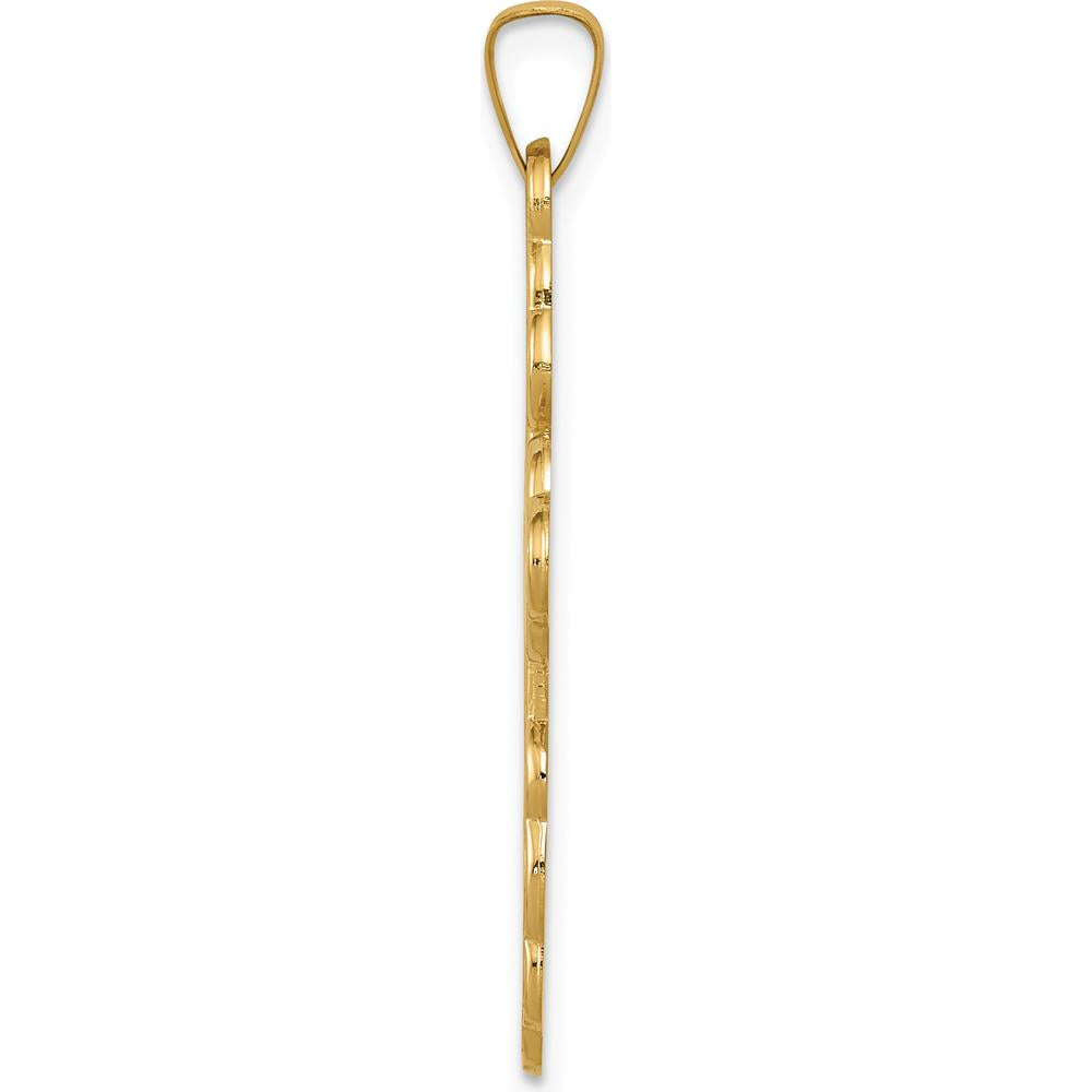 14K Yellow Gold Eastern Orthodox Cross Pendant with Textured Finish by Oro Pregiato