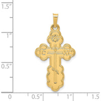 14K Yellow Gold Eastern Orthodox Cross Pendant with Textured Finish by Oro Pregiato