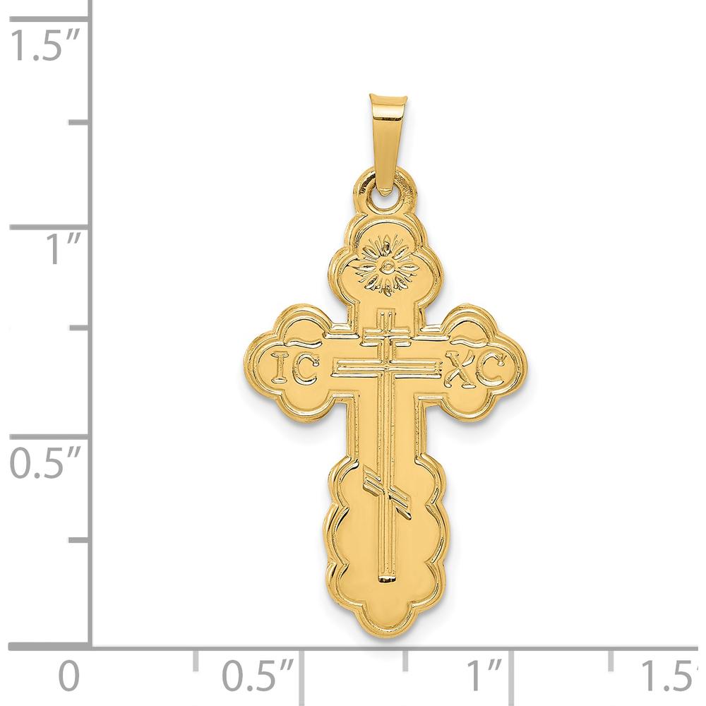14K Yellow Gold Eastern Orthodox Cross Pendant with Textured Finish by Oro Pregiato