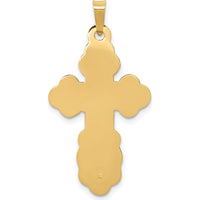 14K Yellow Gold Eastern Orthodox Cross Pendant with Textured Finish by Oro Pregiato