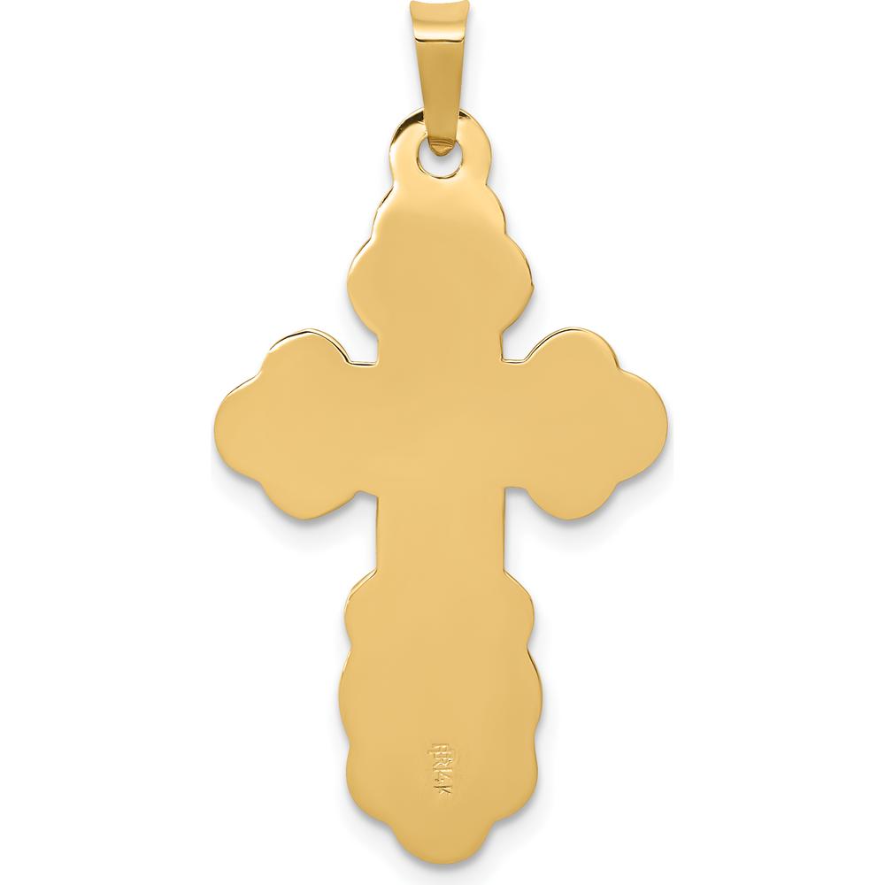 14K Yellow Gold Eastern Orthodox Cross Pendant with Textured Finish by Oro Pregiato