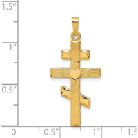 14K Yellow Gold Eastern Orthodox Cross with Heart Pendant - Textured Finish by Oro Pregiato
