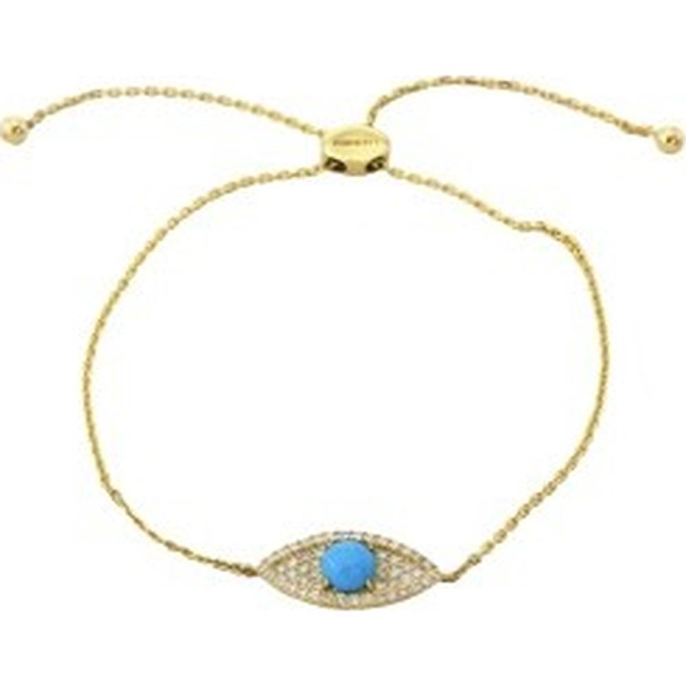14K Yellow Gold EFFY Evil Eye Bolo Bracelet with 0.40 Carat Sodalite and 0.19 Carat Diamond Accents