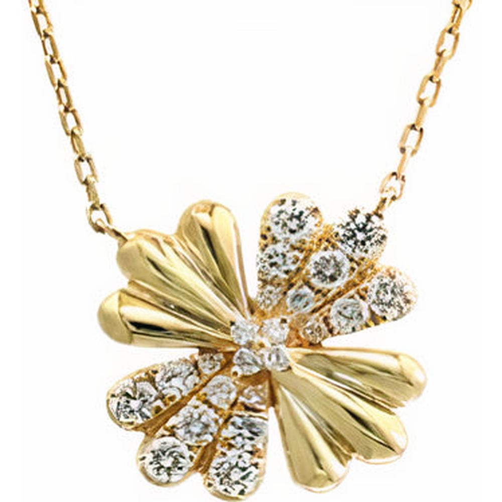 14K Yellow Gold EFFY Floral Diamond Pendant Necklace - 0.46 Carat Total Diamond Weight