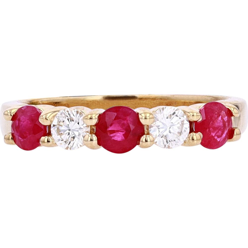 14K Yellow Gold EFFY Ruby and Diamond Band with Round Rubies 0.85 Carat and Round Diamonds 0.29 Carat Total Weight