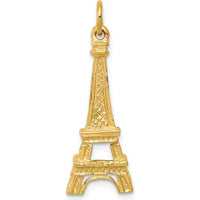 14K Yellow Gold Eiffel Tower Charm Pendant - Polished Finish - 29mm Length