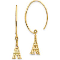 14K Yellow Gold Eiffel Tower Threader Dangle Earrings - Polished Finish by 0