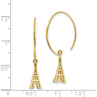 14K Yellow Gold Eiffel Tower Threader Dangle Earrings - Polished Finish by 0