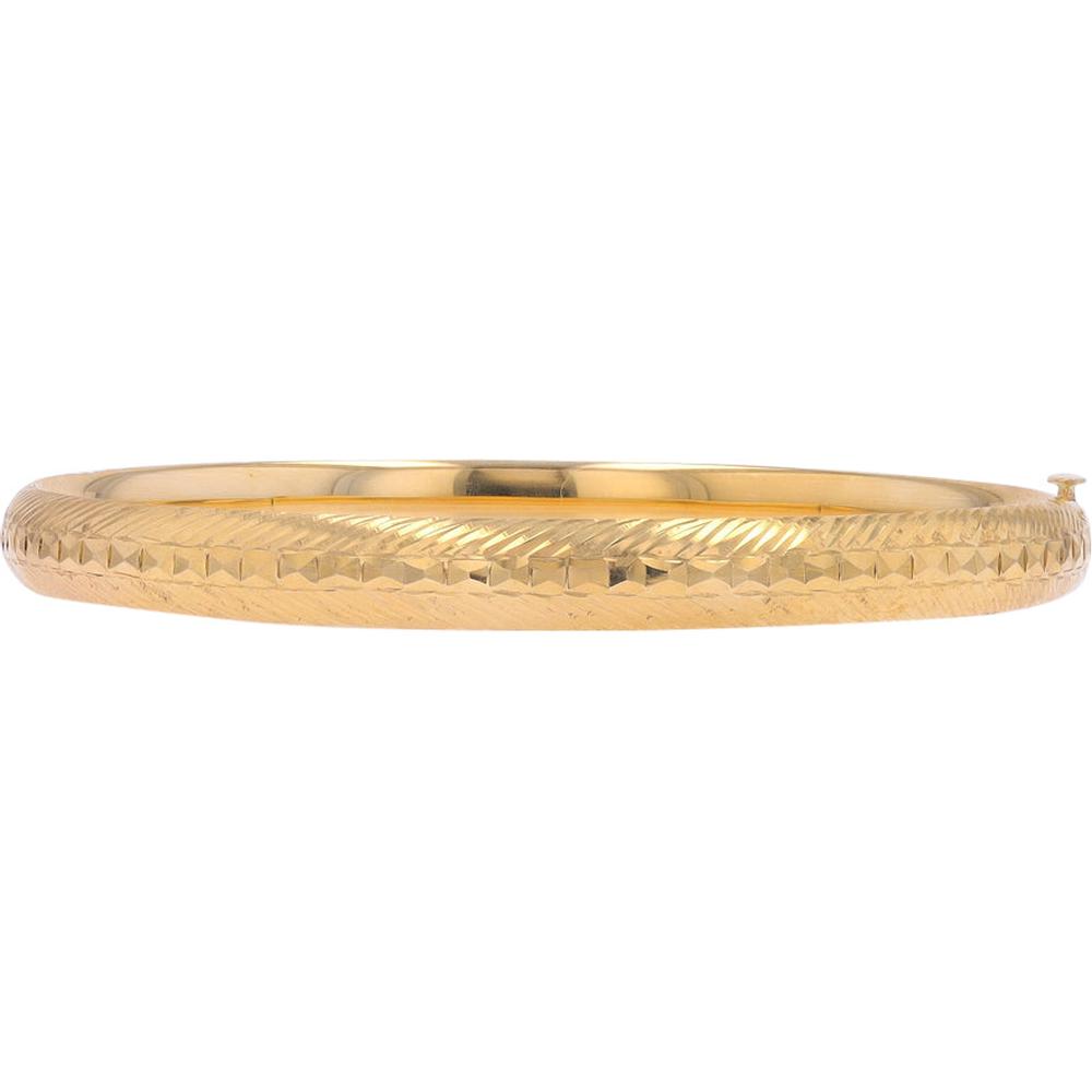14K Yellow Gold Elegant Bangle Bracelets - Set of Two