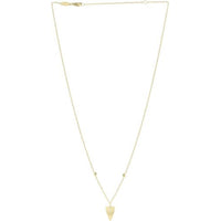 14K Yellow Gold Elongated Heart & Bead Station Necklace with Pear-Shaped Lobster Clasp - 18" by Orozza Fine Jewelry