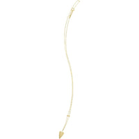 14K Yellow Gold Elongated Heart & Bead Station Necklace with Pear-Shaped Lobster Clasp - 18" by Orozza Fine Jewelry
