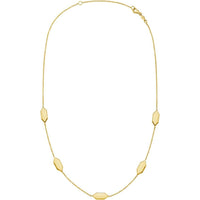 14K Yellow Gold Elongated Hexagon Link Necklace - 18" Polished Chain with Pear-Shaped Lobster Clasp by Orozza Fine Jewelry