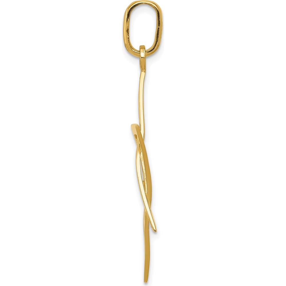 14K Yellow Gold Elongated Star of David Pendant - 41mm Length by Oro Pregiato