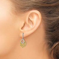 14K Yellow Gold Emerald and Diamond Dangle Earrings with Round Diamonds and Emeralds - 0.35 Carat Total Diamond Weight by Monteluci Fine Jewelry