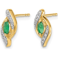14K Yellow Gold Emerald and Diamond Drop Earrings - 0.18 Carat Total Emerald Weight by Monteluci Fine Jewelry