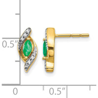 14K Yellow Gold Emerald and Diamond Drop Earrings - 0.18 Carat Total Emerald Weight by Monteluci Fine Jewelry