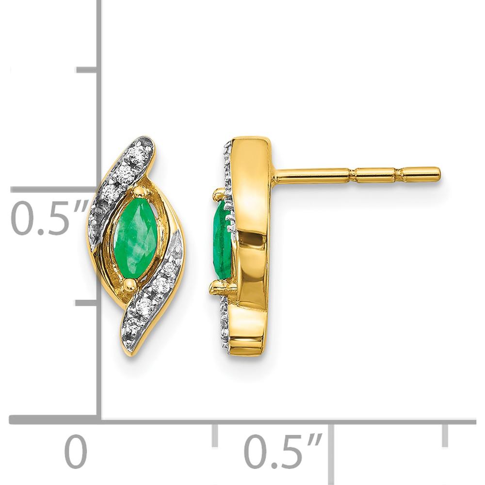 14K Yellow Gold Emerald and Diamond Drop Earrings - 0.18 Carat Total Emerald Weight by Monteluci Fine Jewelry