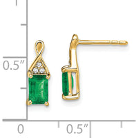 14K Yellow Gold Emerald and Diamond Drop Earrings - 1.0 Carat Emerald, 0.012 Carat Diamonds by Monteluci Fine Jewelry