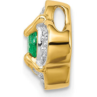 14K Yellow Gold Emerald and Diamond Fancy Chain Slide Pendant with 0.33 Carat Emerald and 0.12 Carat Total Diamond Weight by Monteluci Fine Jewelry