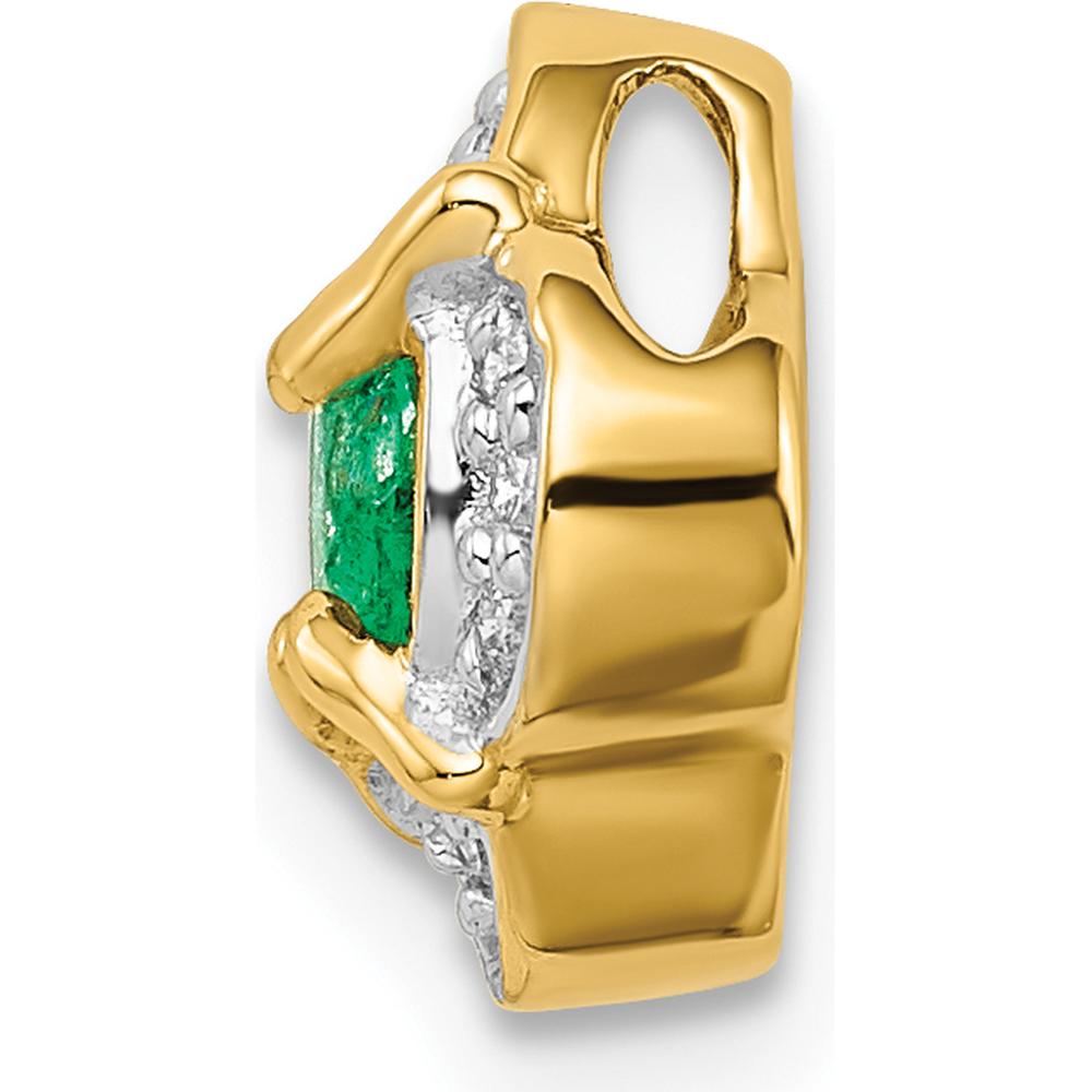 14K Yellow Gold Emerald and Diamond Fancy Chain Slide Pendant with 0.33 Carat Emerald and 0.12 Carat Total Diamond Weight by Monteluci Fine Jewelry