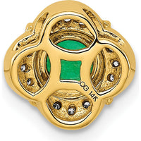 14K Yellow Gold Emerald and Diamond Fancy Chain Slide Pendant with 0.33 Carat Emerald and 0.12 Carat Total Diamond Weight by Monteluci Fine Jewelry