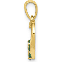 14K Yellow Gold Emerald and Diamond Flower Heart Pendant by Lumare Gioia