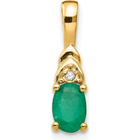 14K Yellow Gold Emerald and Diamond Pendant - 0.42 Carat Emerald, 0.006 Carat Diamond by Oro Pregiato