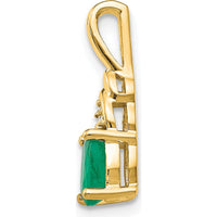 14K Yellow Gold Emerald and Diamond Pendant - 0.42 Carat Emerald, 0.006 Carat Diamond by Oro Pregiato