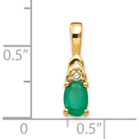 14K Yellow Gold Emerald and Diamond Pendant - 0.42 Carat Emerald, 0.006 Carat Diamond by Oro Pregiato