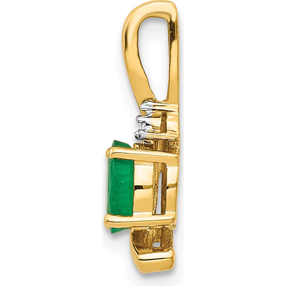 14K Yellow Gold Emerald and Diamond Pendant - 0.42 Carat Emerald, 0.007 Carat Diamond by Oro Pregiato