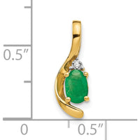 14K Yellow Gold Emerald and Diamond Pendant - 0.42 Carat Emerald, 0.007 Carat Diamond by Oro Pregiato