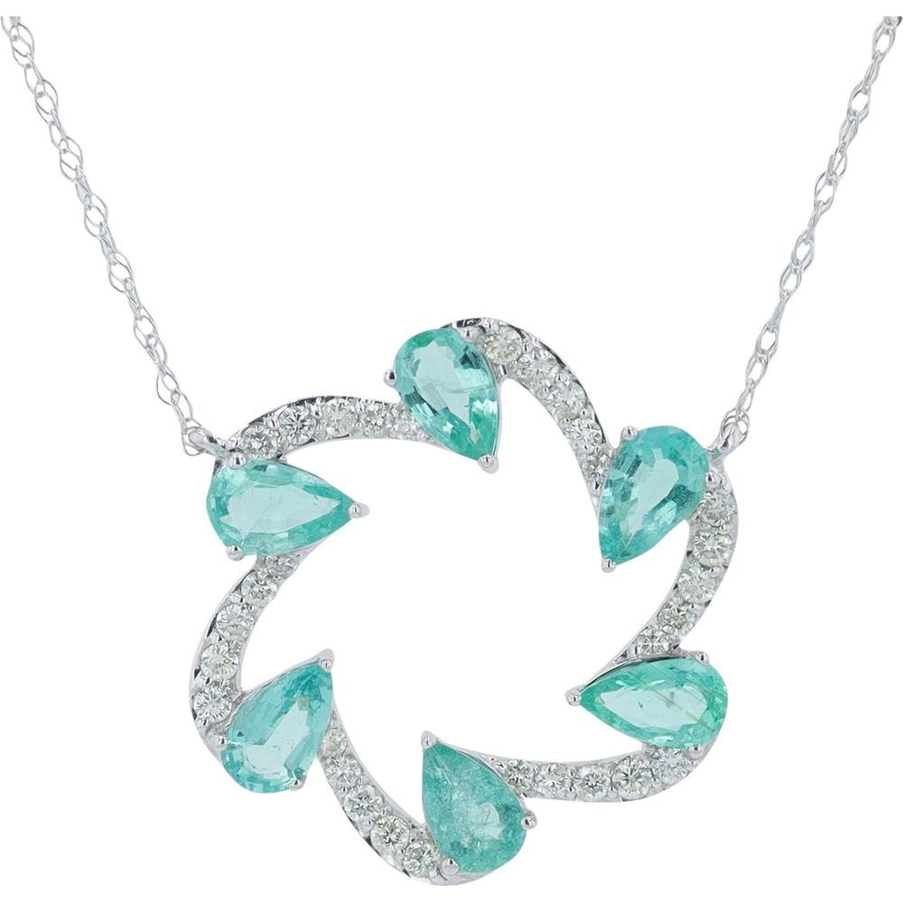 14K Yellow Gold Emerald and Diamond Pendant - 1.50 Carat Total Gemstone Weight
