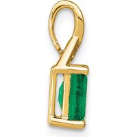 14K Yellow Gold Emerald and Diamond Pendant with Polished Finish - 1 Carat Emerald, 0.006 Carat Total Diamond Weight by Lumare Gioia
