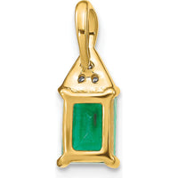14K Yellow Gold Emerald and Diamond Pendant with Polished Finish - 1 Carat Emerald, 0.006 Carat Total Diamond Weight by Lumare Gioia